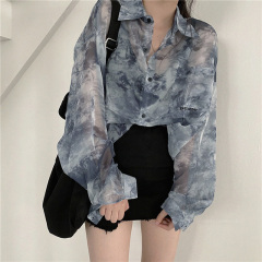 Women's Designers' Unisex 2024 New Summer Thin Tie-Dye Long Sleeve Outerwear Sun Protection Chiffon Loose Shirt