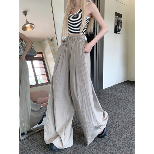 Real shot!  2024 new elastic waist loose fashionable textured pleated casual pants slim floor-length loose pants for women