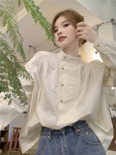 Shirt spring women's new loose long-sleeved casual shirt top chic small shirt