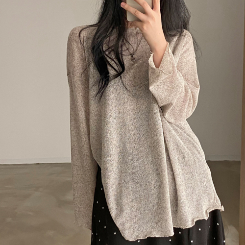 韩国chic宽松慵懒个性开叉冰丝针织衫防晒罩衫上衣女