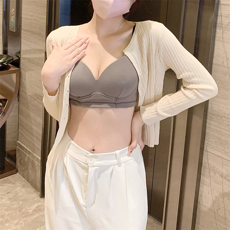 實拍價~大碼排扣裹胸吊帶背心優質款棉舒適透氣文胸純色內衣