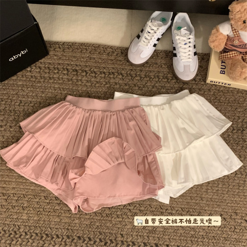 Actual shot~ Summer hot girl pleated skirt with ruffles and versatile tutu skirt with high waist and slimming A-line skirt