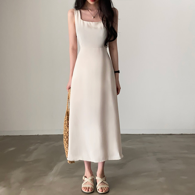 The size has been updated - chic summer new Hepburn-style square-neck sleeveless camisole dress for women