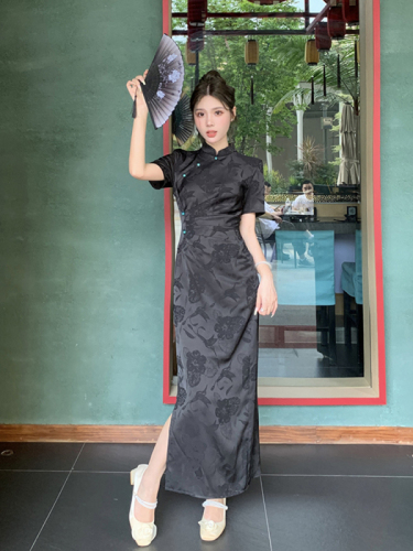 实拍    新中式国风贵气改良旗袍气质复古显瘦连衣裙