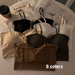 實拍~冰絲美背吊帶背心裹胸抹胸百搭無袖打底衣女內衣