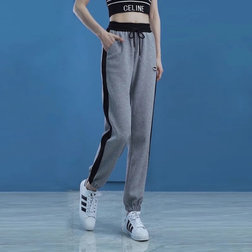Waffle 2024 early spring new sports pants for women, Korean style loose leggings, nine-point casual sweatpants for small people