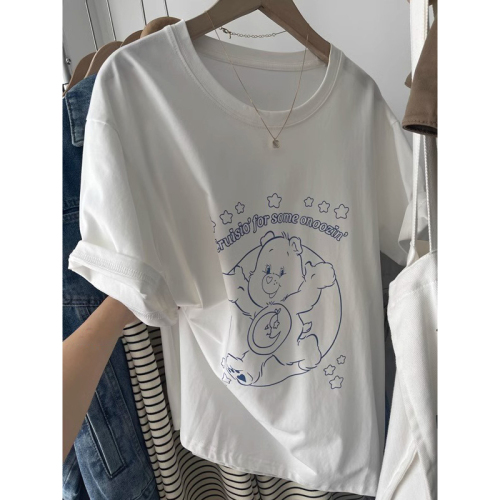 5141# Official Photo Korean Dongdaemun New Pure Cotton Large Size Women's Printed Short Sleeve T-Shirt for Women