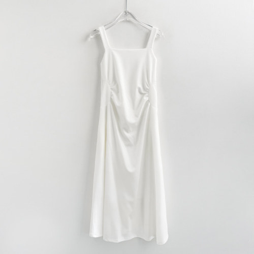 Korean chic summer temperament pleated vest dress