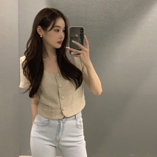 Size update Korean ins summer retro temperament short small suit
