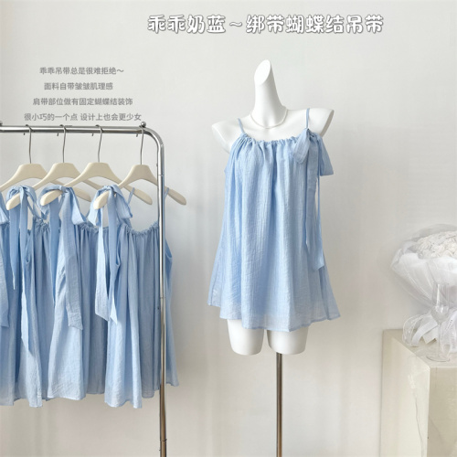 Baishui Girl Guaiguai Milk Blue ~ Strap Bow Suspender 4/11 20:00 New products 10% off for a limited time