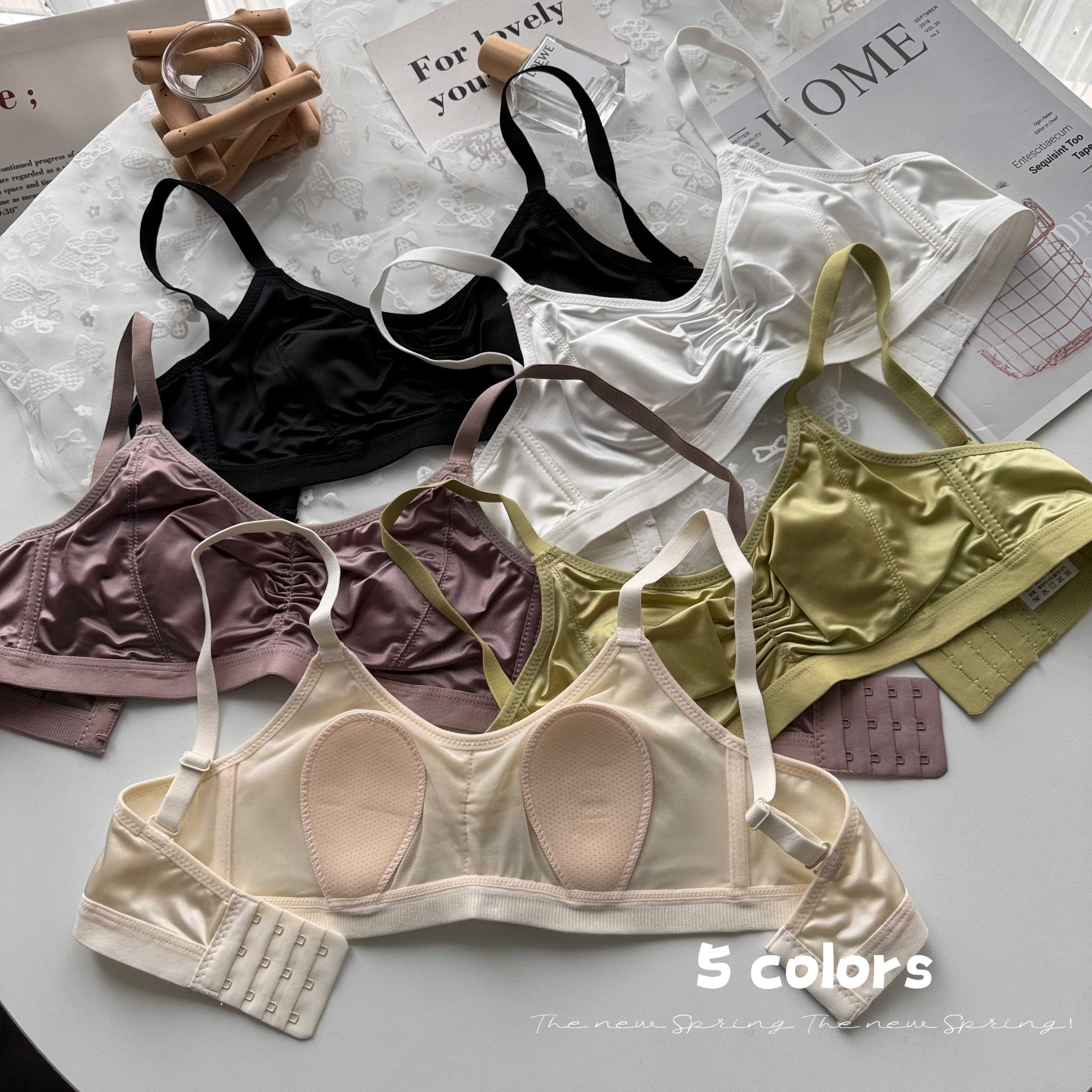 Real shot of summer wire-free comfortable breathable underwear for women without trace small breasts push-up anti-sagging bra