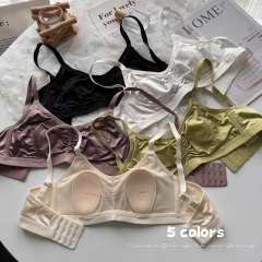 Real shot of summer wire-free comfortable breathable underwear for women without trace small breasts push-up anti-sagging bra