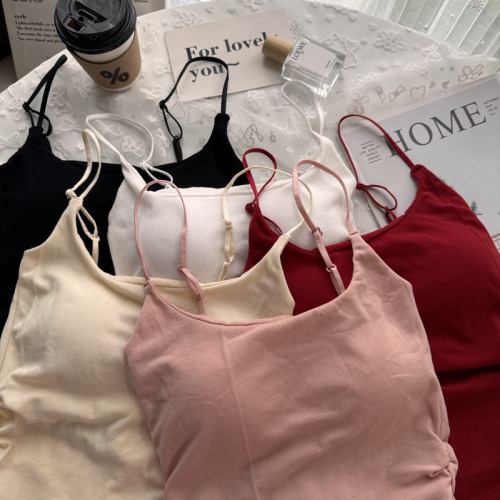 Photographed hot girl pure desire pleated backless top with thin straps, slimming outerwear for layering under clothing