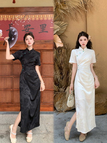 实拍    新中式国风贵气改良旗袍气质复古显瘦连衣裙