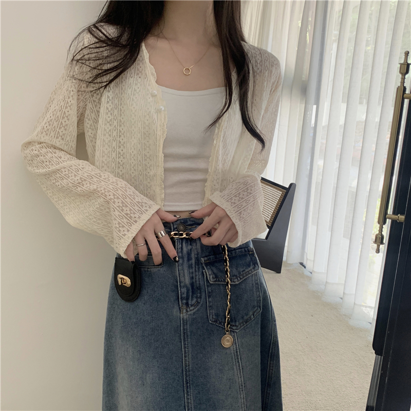 Real shot of new summer sun protection thin cardigan long-sleeved jacket top for women