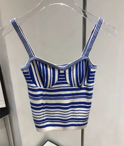 2024 Korean GLYP spring and summer~Korean striped knitted camisole for women, slimming and versatile