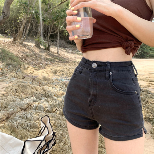 Denim shorts for women, high waist, spring, summer and autumn slits, slimming bottoming shorts, tight sexy hot girls, a-line hot pants hot girls