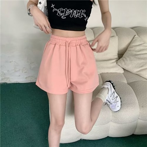 Real shots of trendy simple five-quarter pants, straight-leg pants, Japanese popular lazy casual pants, natural waist, fashionable and versatile new style