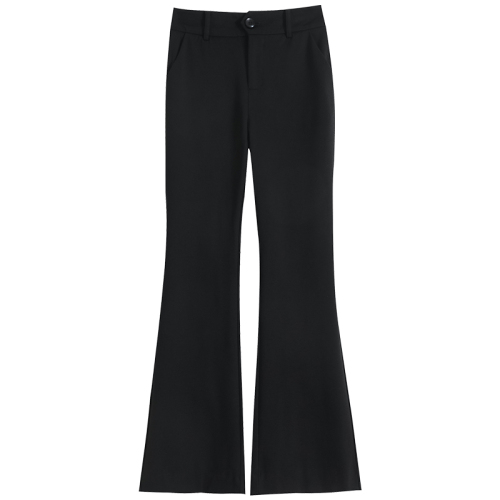 黑色喇叭裤女夏季2024新款垂感西裤高腰显瘦显高小个子九分微喇裤