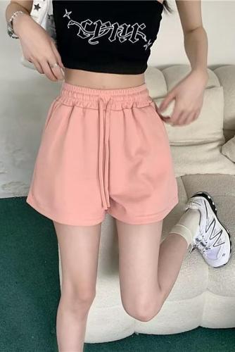 Real shots of trendy simple five-quarter pants, straight-leg pants, Japanese popular lazy casual pants, natural waist, fashionable and versatile new style