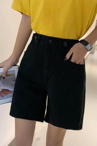 Real shot of summer thin denim shorts for women, loose wide legs, slim and versatile, large size fat MM, Korean style A-line shorts