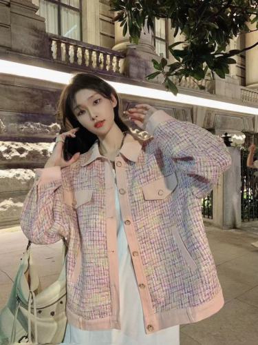 Xiaoxiang style spliced ​​long-sleeved jacket, fashionable and western design top