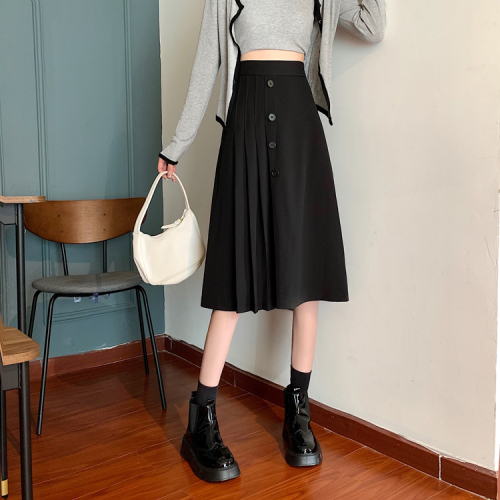 Actual shot and real price~High-waisted pleated skirt for women 2023 spring and summer new style mid-length a-line hip-covering slimming skirt