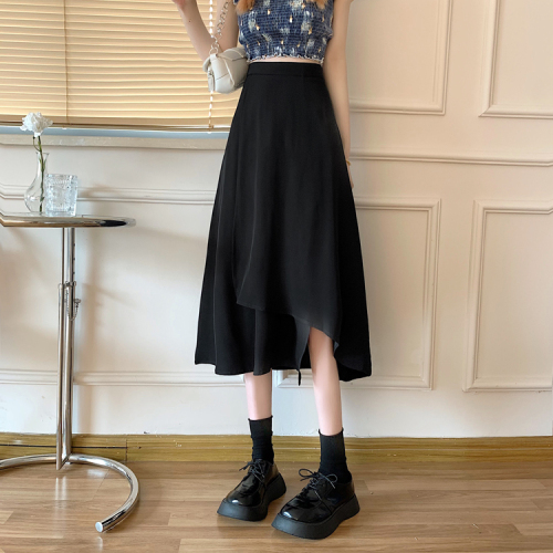 Actual shot and real price ~ 2021 new summer Hepburn style umbrella skirt for women, high-waisted and slim A-line mid-length skirt thin
