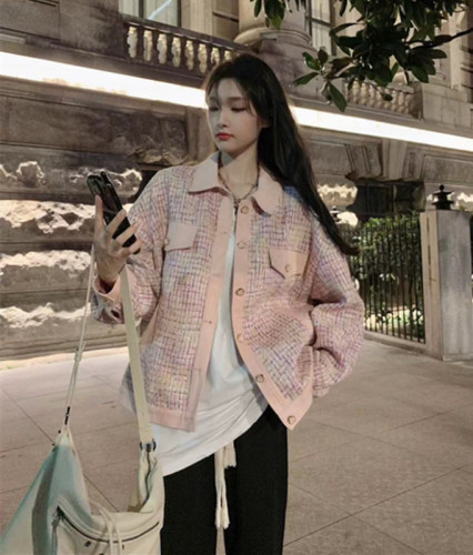 Xiaoxiang style spliced ​​long-sleeved jacket, fashionable and western design top