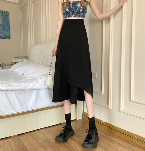 Actual shot and real price ~ 2021 new summer Hepburn style umbrella skirt for women, high-waisted and slim A-line mid-length skirt thin