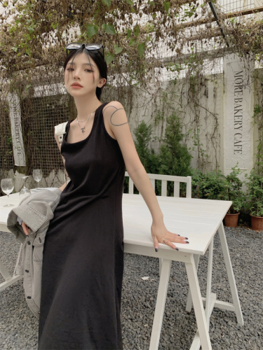 Real shot and real price U-neck sleeveless vest with suspenders and inner dress Korean style versatile summer solid color