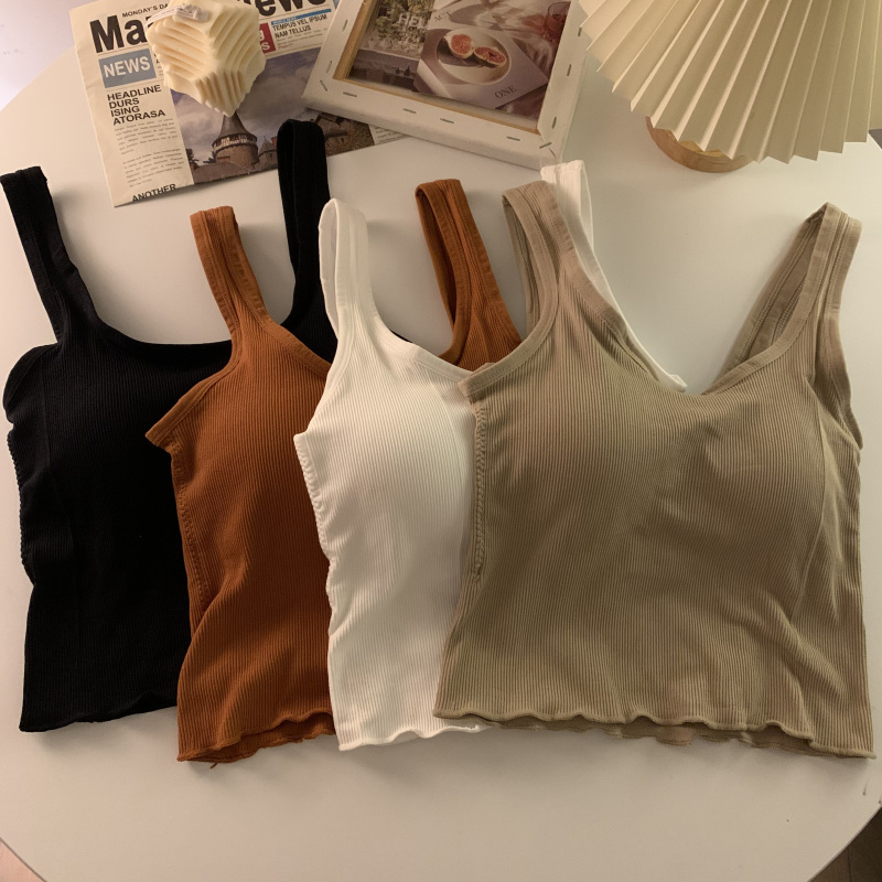 Real shots and real prices for autumn solid color sports camisole women's slim-fitting and beautiful back tube top for outer wear and chest wrapping