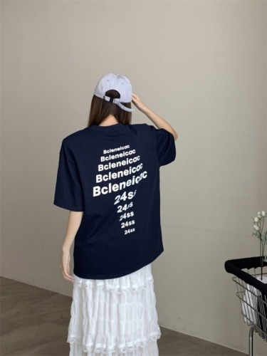 实拍 韩版夏季新款宽松慵懒字母印花休闲大版垫肩T恤