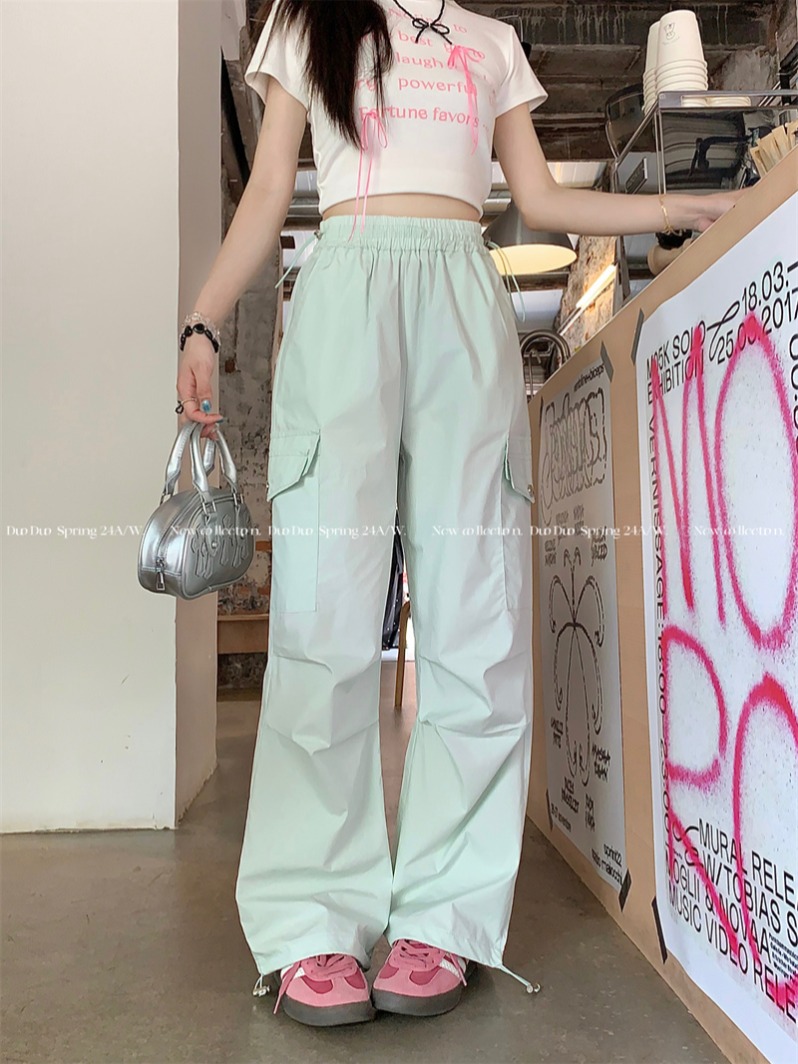 Actual shot ~ Loose summer overalls, thin, high-waisted, slimming, wide-leg pants, casual mountaineering quick-drying sports pants