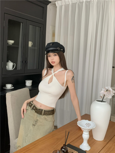 Camisole Korean style dopamine hollow summer new style outer knitted short top