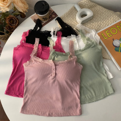 Pure desire with white lace small suspenders summer base white vest design bm top