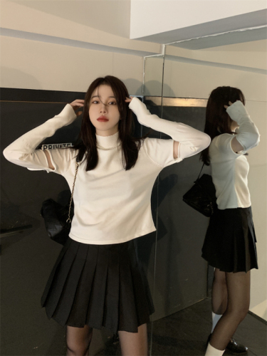 Actual photos and real prices~Scheme high-necked and stylish winter knitted top with removable sleeves