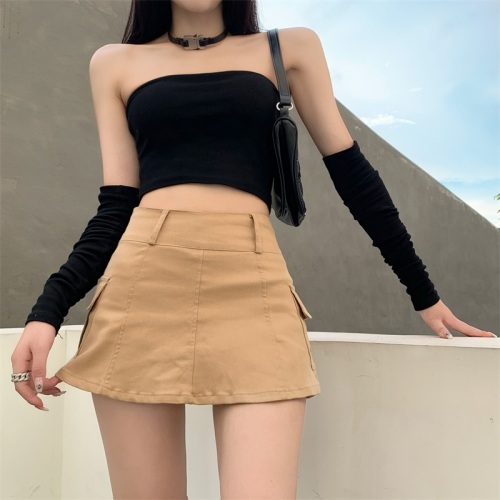Real shot 2024 niche hot girl retro skirt summer high waist versatile slimming design short skirt