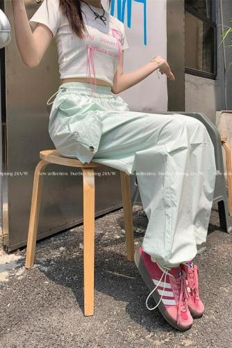 Actual shot ~ Loose summer overalls, thin, high-waisted, slimming, wide-leg pants, casual mountaineering quick-drying sports pants