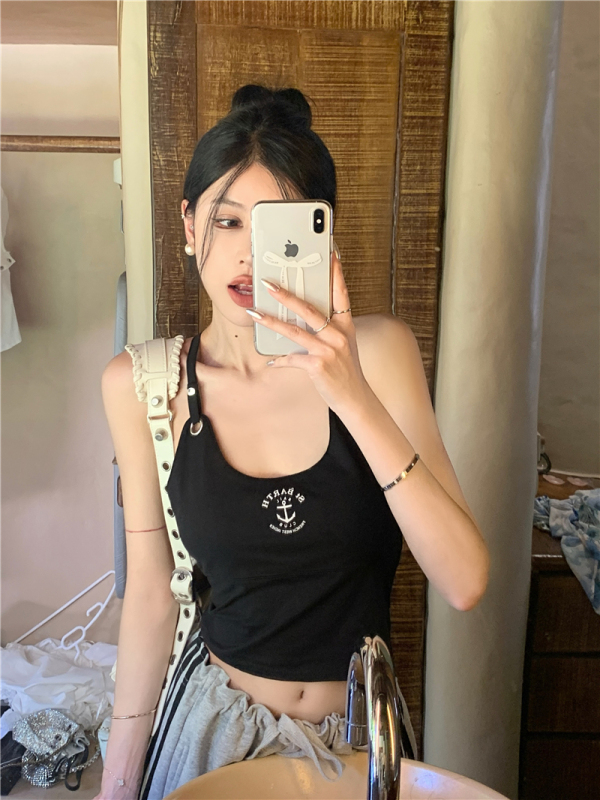 Real shot and real price printed beautiful back strap camisole sweet and cool hot girl bottoming slim top to wear outside