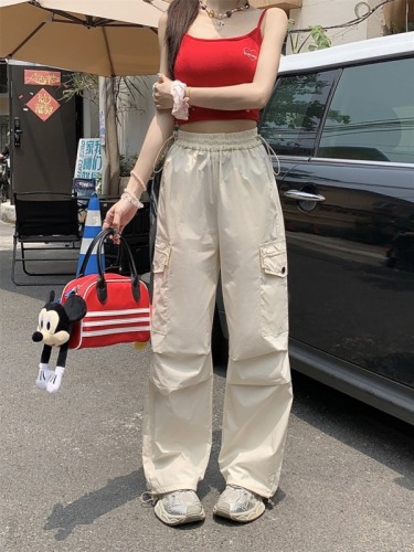 Actual shot ~ Loose summer overalls, thin, high-waisted, slimming, wide-leg pants, casual mountaineering quick-drying sports pants