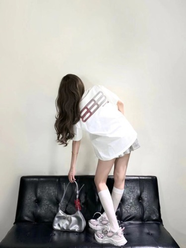 韩版夏季新款潮流设计感字母印花短袖T恤上衣