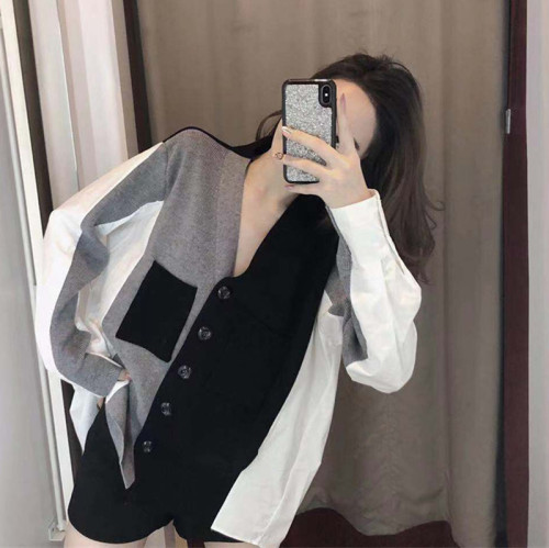 2024 South Korea Dongdaemun GLYP autumn and winter new sweater sweater Internet celebrity college versatile shirt and sweater for women