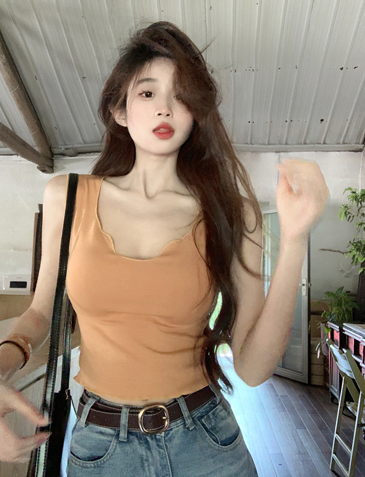 實拍~溫柔純欲風顯瘦修身無袖背心女百搭上衣