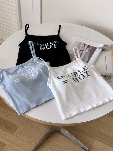 Actual shot~Spring and summer new style~Sweet and spicy style letter printed camisole women's niche outer wear inner top