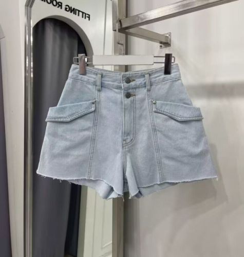 Summer versatile wide-leg A-line denim shorts
