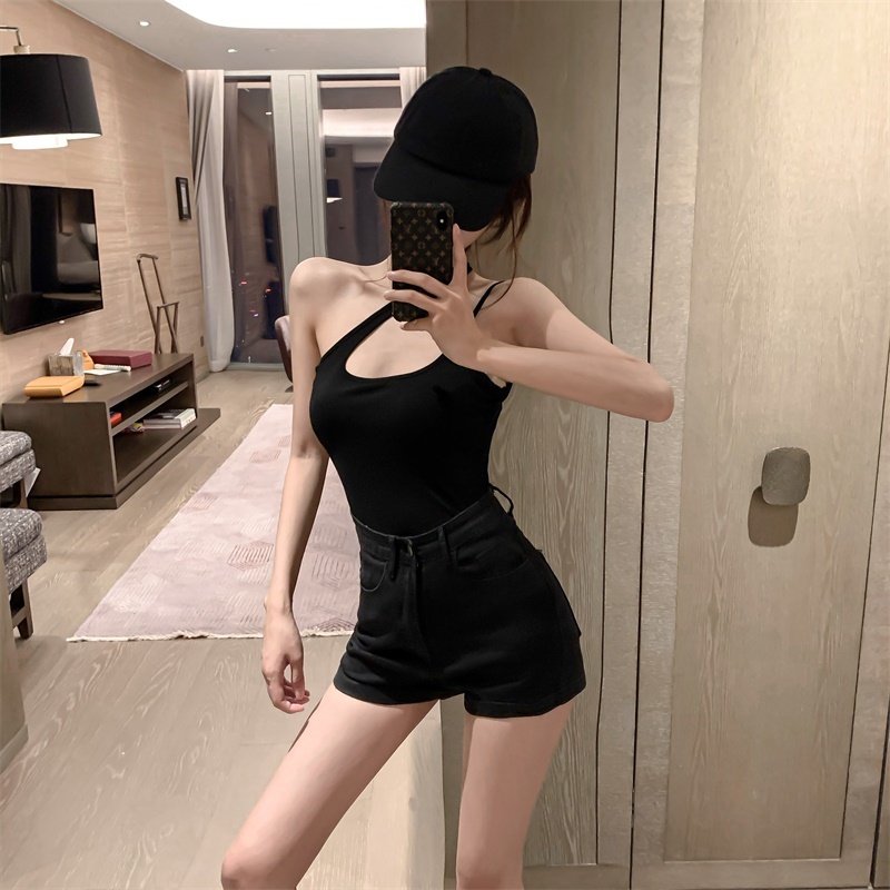 Real shot~Real price~Sexy slim-fit irregular sloping shoulder sleeveless inner and outer bottoming shirt camisole top for women