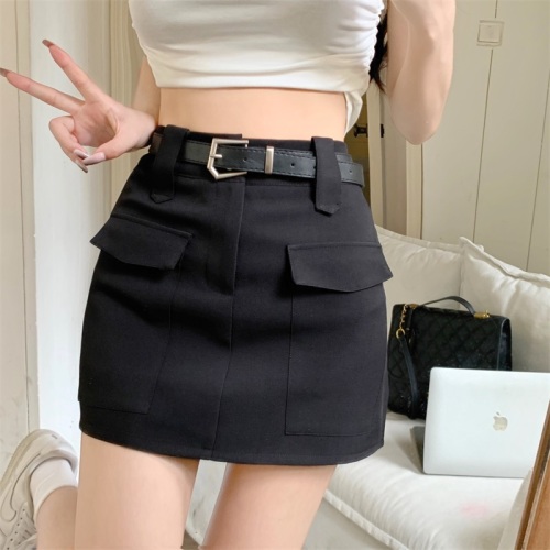 Real shot!  Real price!  Slim, versatile workwear skirt with lining, anti-exposure skirt with belt