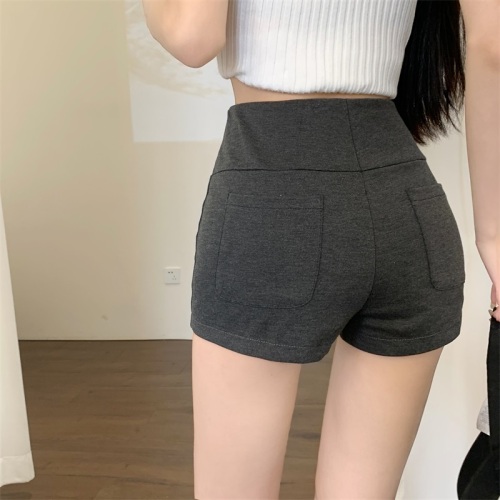 Real shot!  Real price!  New style simple high-waist stretch shorts women's design niche slim-fitting pants