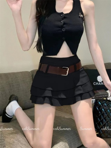 Real shot!  Real price!  Korean style high-waist fashionable denim skirt, versatile and slimming A-line cake skirt